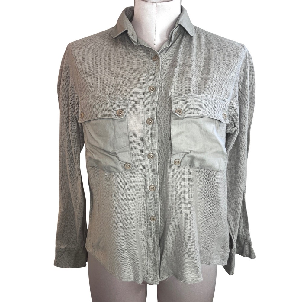 Christian Dior Vintage kaki Textured Cotton Utility Shirt‎ Womens Medium